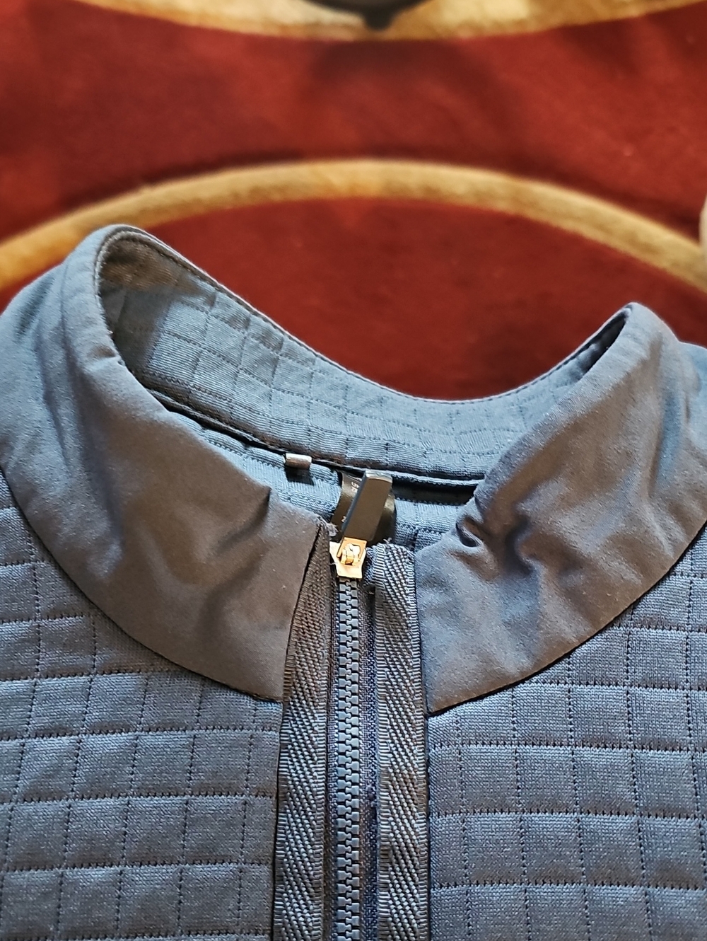 Adidas Men's Quilted Half-Zip Sweater Jacket - Blue - Picture 7 of 7